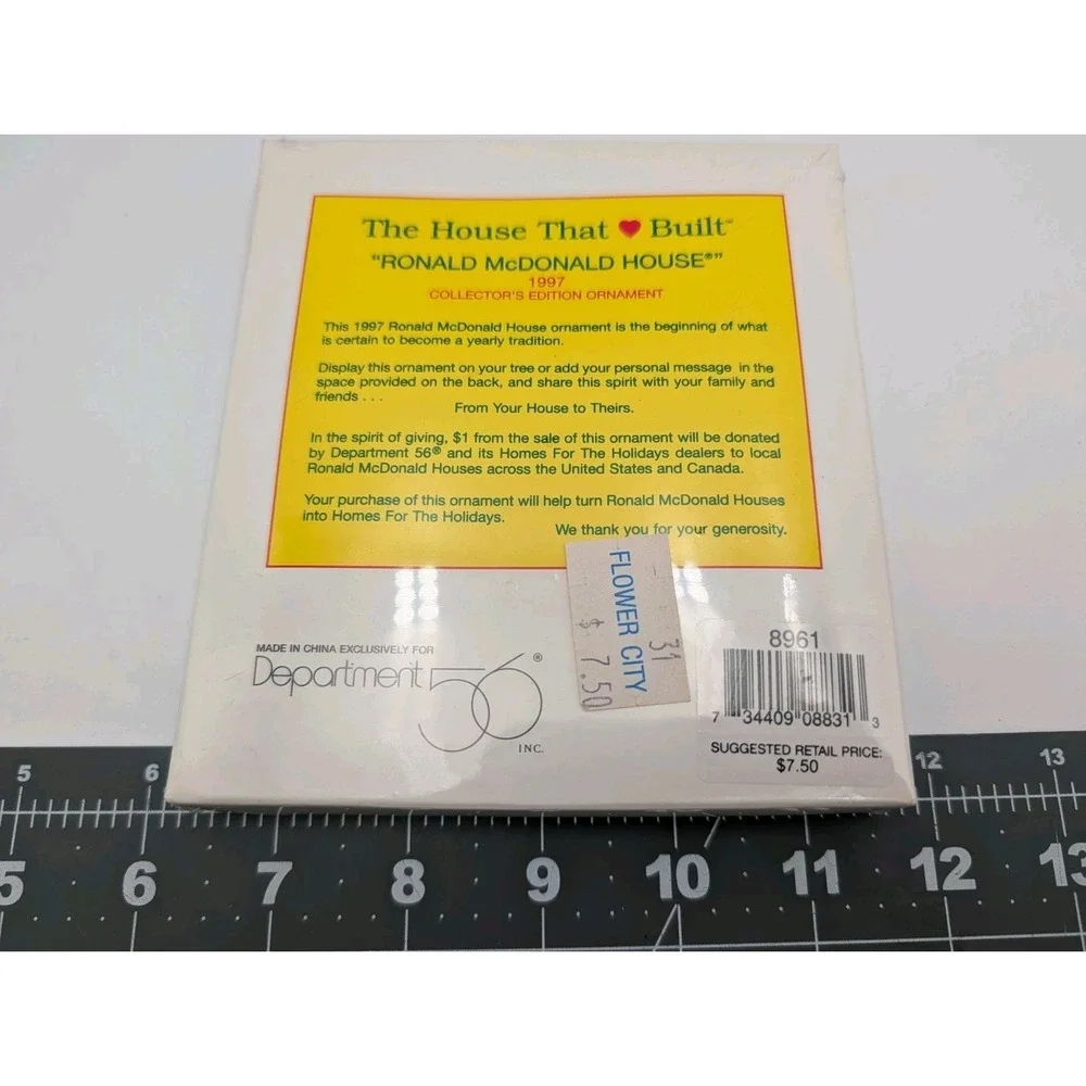Dept 56 Ronald McDonald The House That Love Built Christmas Ornament 1997 Sealed